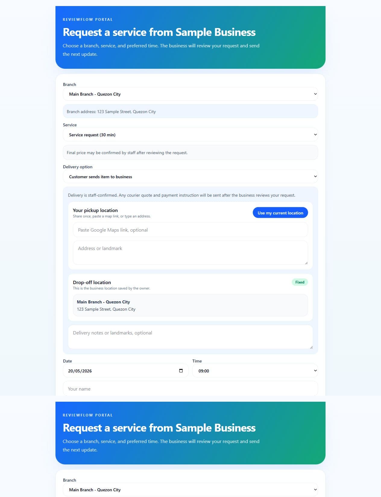 ReviewFlow customer portal preview